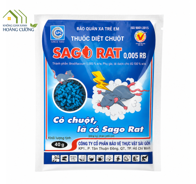 THUỐC DIỆT CHUỘT SAGO RAT 0,005 RB  GÓI 40GR