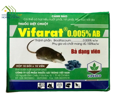 THUỐC DIỆT CHUỘT DẠNG VIÊN VIFARAT 0.005 % AB - HỘP 10 GÓI X 10 VIÊN 