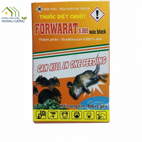 THUỐC DIỆT CHUỘT FORWARAT 0.005% HỘP 2 GÓI X 40GR