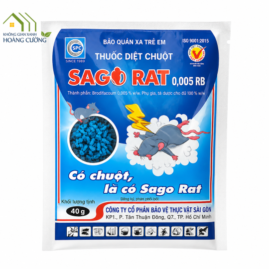 THUỐC DIỆT CHUỘT SAGO RAT 0,005 RB  GÓI 40GR