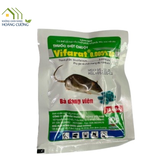 THUỐC DIỆT CHUỘT DẠNG VIÊN VIFARAT 0.005 % AB - GÓI 10 VIÊN