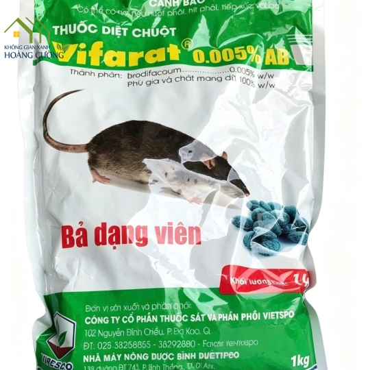 THUỐC DIỆT CHUỘT DẠNG VIÊN VIFARAT 0.005 % AB - GÓI 1KG