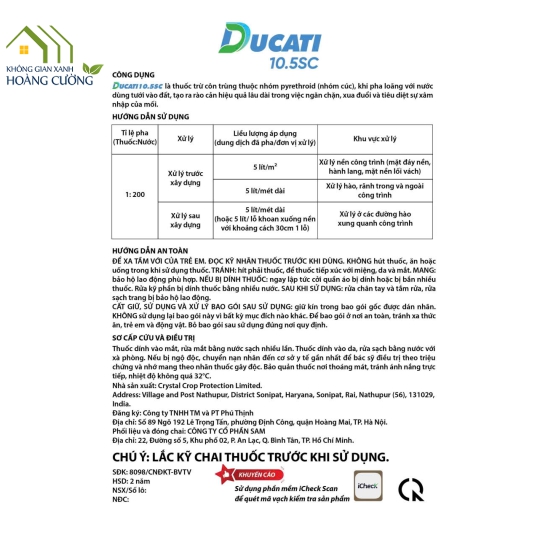 THUỐC DIỆT MỐI DUCATI 10.5 SC (1 lít)